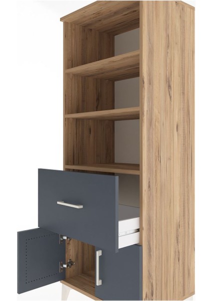 Hyperion Dolap 3 Raflı Tek Çekmeceli 2 Kapaklı 60X44X163 Çam-Antrasit indirimleri