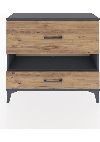 Arges Şifonyer Tek Raflı 2 Çekmeceli 88X30X80 Antrasit-Çam