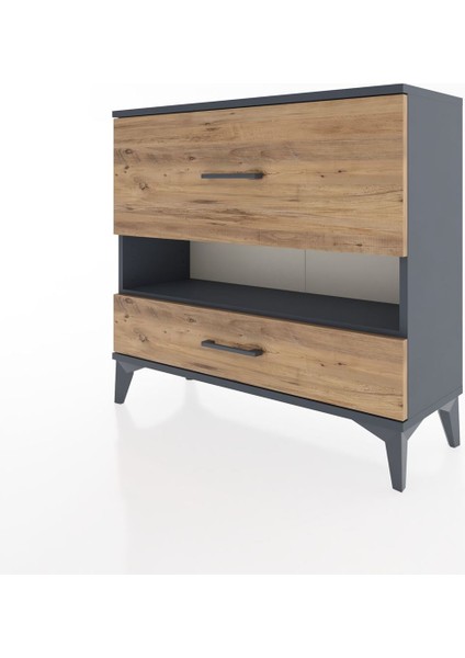 Arges Şifonyer Tek Raflı 2 Çekmeceli 88X30X80 Antrasit-Çam modelleri