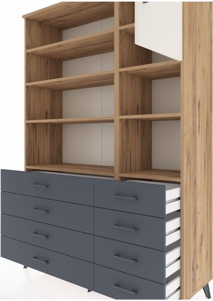 Hyperion Dolap 8 Raflı 8 Çekmeceli Tek Kapaklı 132X44X195 Çam-Aytaşı/antrasit fırsatları