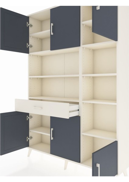 Arges Dolap 10 Raflı Tek Çekmeceli 6 Kapaklı 132X30X195 Aytaşı-Antrasit/aytaşı fırsatları