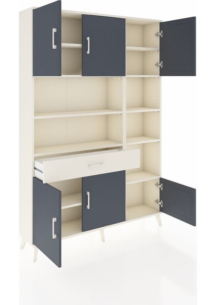 Arges Dolap 10 Raflı Tek Çekmeceli 6 Kapaklı 132X30X195 Aytaşı-Antrasit/aytaşı indirimleri