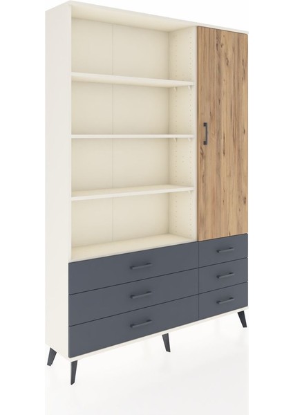Arges Dolap 8 Raflı 6 Çekmeceli Tek Kapaklı 132X30X195 Aytaşı-Çam/antrasit fiyatları