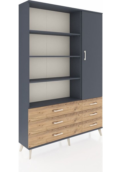 Arges Dolap 8 Raflı 6 Çekmeceli Tek Kapaklı 132X30X195 Antrasit-Antrasit/çam fiyatları