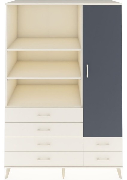 Kronos Dolap 7 Raflı 6 Çekmeceli Tek Kapaklı 132X59X195 Aytaşı-Antrasit/aytaşı