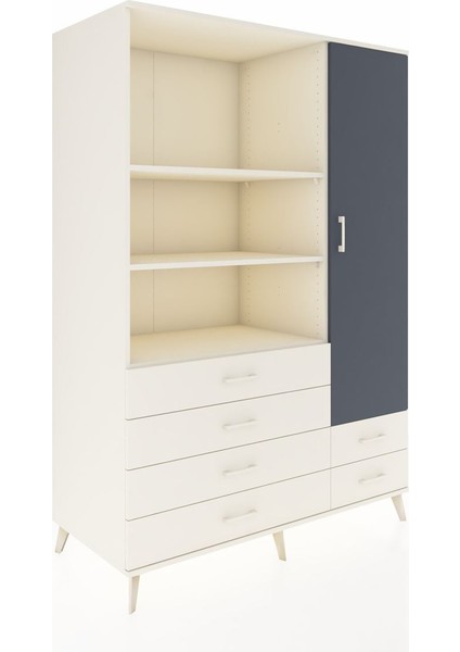 Kronos Dolap 7 Raflı 6 Çekmeceli Tek Kapaklı 132X59X195 Aytaşı-Antrasit/aytaşı fiyatları