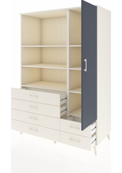 Kronos Dolap 7 Raflı 6 Çekmeceli Tek Kapaklı 132X59X195 Aytaşı-Antrasit/aytaşı modelleri