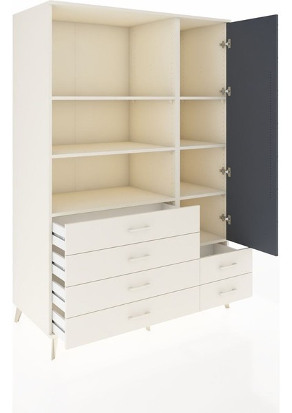 Kronos Dolap 7 Raflı 6 Çekmeceli Tek Kapaklı 132X59X195 Aytaşı-Antrasit/aytaşı indirimleri