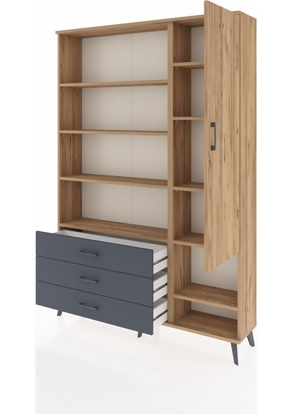 Arges Dolap 9 Raflı 3 Çekmeceli Tek Kapaklı 132X30X195 Çam-Çam/antrasit modelleri