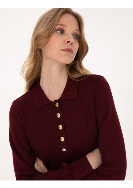 Kadın Vişne Slim Fit Kazak 50310918-VR223 fiyatları