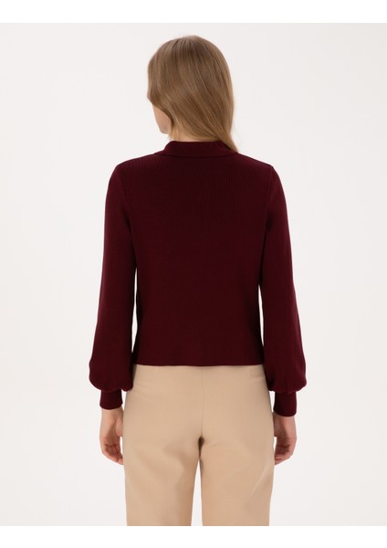 Kadın Vişne Slim Fit Kazak 50310918-VR223 indirimleri