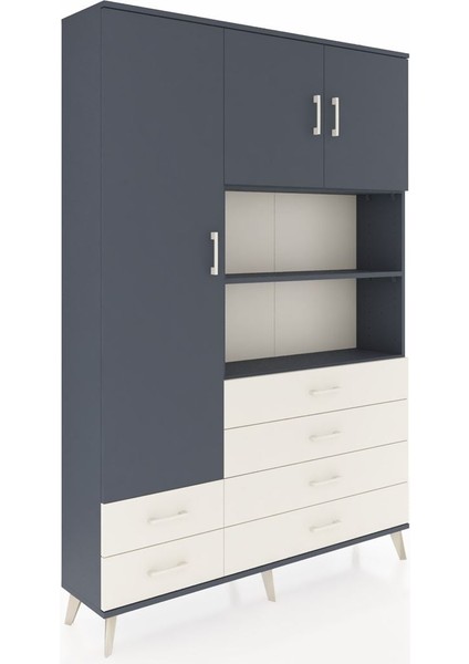 Arges Dolap 8 Raflı 6 Çekmeceli 3 Kapaklı 132X30X195 Antrasit-Antrasit/aytaşı fiyatları
