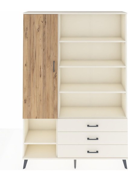Arges Dolap 9 Raflı 3 Çekmeceli Tek Kapaklı 132X30X195 Aytaşı-Çam/aytaşı
