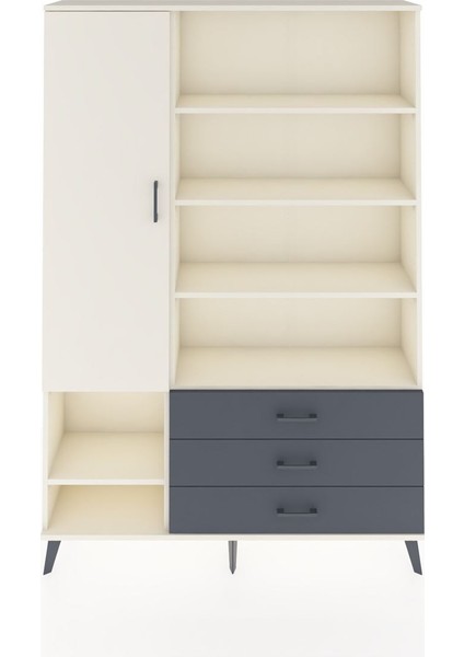Arges Dolap 9 Raflı 3 Çekmeceli Tek Kapaklı 132X30X195 Aytaşı-Aytaşı/antrasit