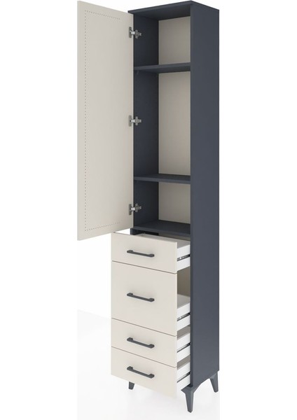 Arges Dolap 3 Raflı 4 Çekmeceli Tek Kapaklı 44X30X221 Antrasit-Aytaşı fırsatları