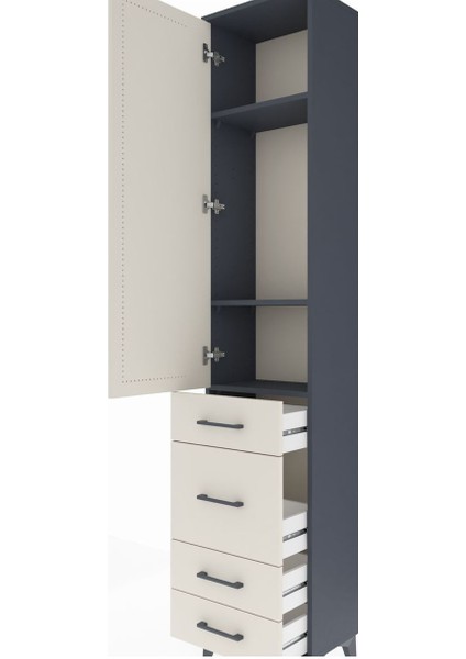 Arges Dolap 3 Raflı 4 Çekmeceli Tek Kapaklı 44X30X221 Antrasit-Aytaşı indirimleri