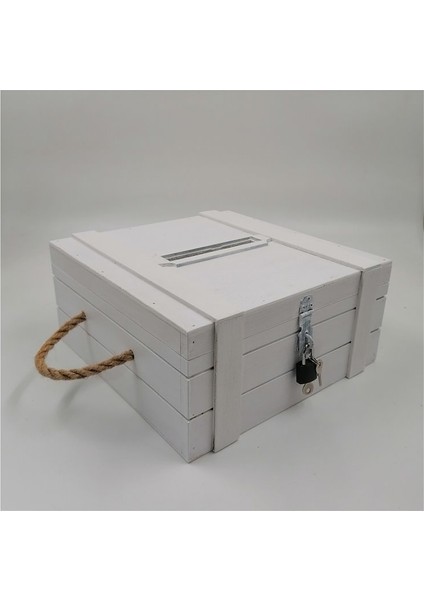 Beyaz Düğün Takı Kutusu 27X27CM 14CM Yükseklik