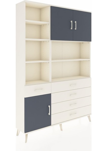 Arges Dolap 9 Raflı 5 Çekmeceli 3 Kapaklı 132X30X195 Aytaşı-Antrasit/aytaşı fiyatları