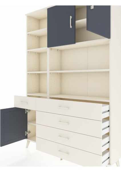 Arges Dolap 9 Raflı 5 Çekmeceli 3 Kapaklı 132X30X195 Aytaşı-Antrasit/aytaşı fırsatları