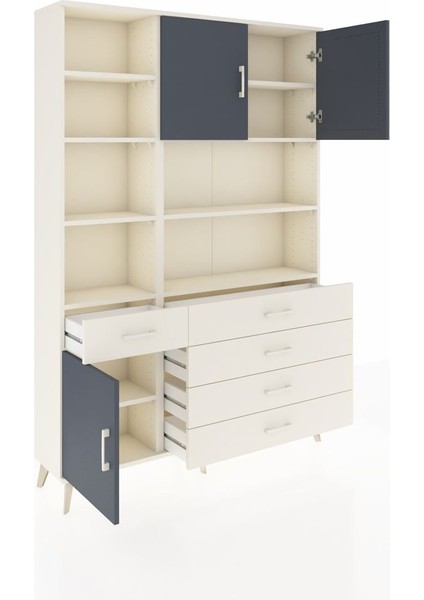 Arges Dolap 9 Raflı 5 Çekmeceli 3 Kapaklı 132X30X195 Aytaşı-Antrasit/aytaşı indirimleri