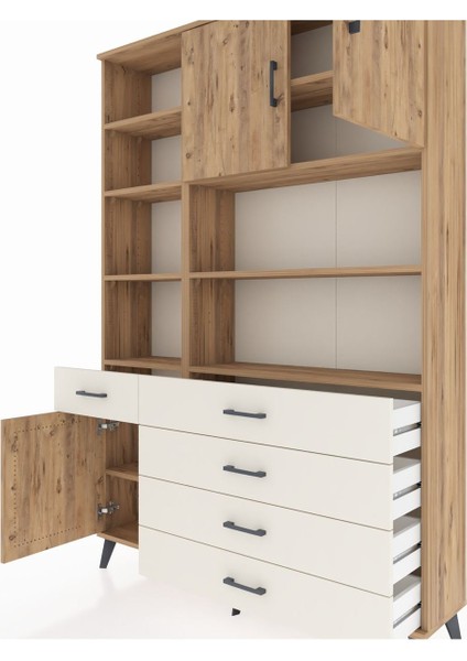 Arges Dolap 9 Raflı 5 Çekmeceli 3 Kapaklı 132X30X195 Çam-Çam/aytaşı fırsatları