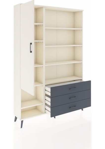 Arges Dolap 9 Raflı 3 Çekmeceli Tek Kapaklı 132X30X195 Aytaşı-Aytaşı/antrasit indirimleri