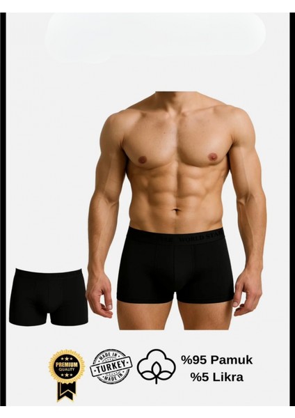 - Pamuklu Düz Siyah Renk Erkek Boxer
