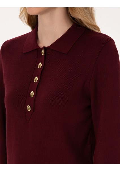 Kadın Vişne Slim Fit Kazak 50310918-VR223