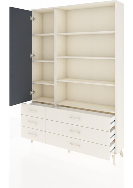 Arges Dolap 8 Raflı 6 Çekmeceli Tek Kapaklı 132X30X195 Aytaşı-Antrasit/aytaşı modelleri