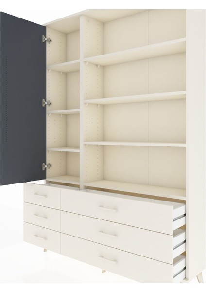 Arges Dolap 8 Raflı 6 Çekmeceli Tek Kapaklı 132X30X195 Aytaşı-Antrasit/aytaşı fırsatları