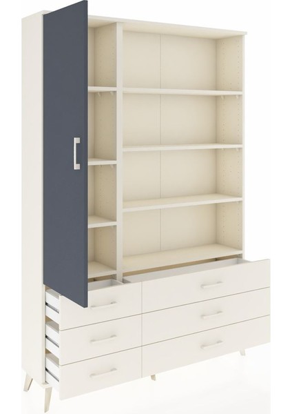 Arges Dolap 8 Raflı 6 Çekmeceli Tek Kapaklı 132X30X195 Aytaşı-Antrasit/aytaşı indirimleri