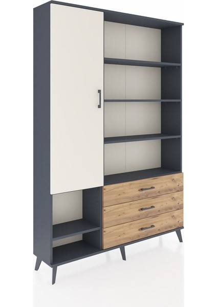 Arges Dolap 9 Raflı 3 Çekmeceli Tek Kapaklı 132X30X195 Antrasit-Aytaşı/çam fiyatları