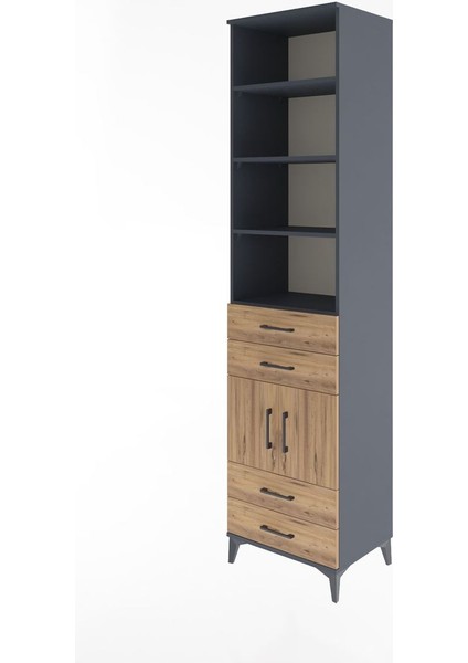 Hyperion Dolap 5 Raflı 4 Çekmeceli 2 Kapaklı 60X44X243 Antrasit-Çam modelleri