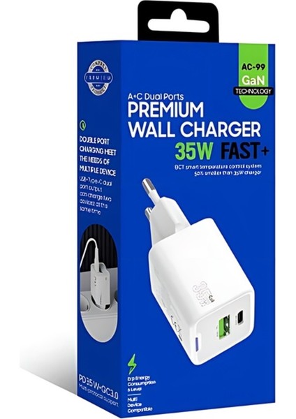 AC_99 1 Pd + 1 USB Girişli 35W Gan Premium Hızlı Şarj Aleti fiyatları