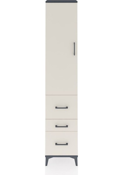 Arges Dolap 3 Raflı 3 Çekmeceli Tek Kapaklı 44X30X221 Antrasit-Aytaşı