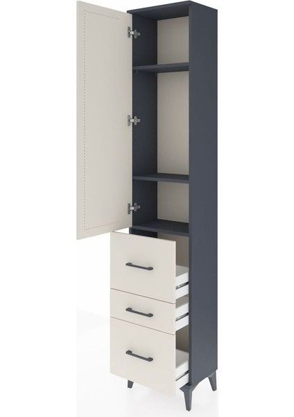Arges Dolap 3 Raflı 3 Çekmeceli Tek Kapaklı 44X30X221 Antrasit-Aytaşı fırsatları