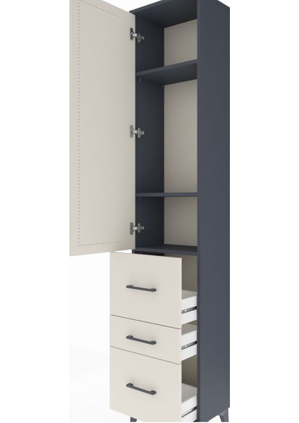 Arges Dolap 3 Raflı 3 Çekmeceli Tek Kapaklı 44X30X221 Antrasit-Aytaşı indirimleri