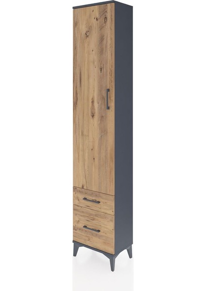 Arges Dolap 4 Raflı 2 Çekmeceli Tek Kapaklı 44X30X221 Antrasit-Çam modelleri