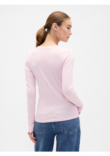 Kadın Açık Pembe Modern Crewneck T-Shirt indirimleri