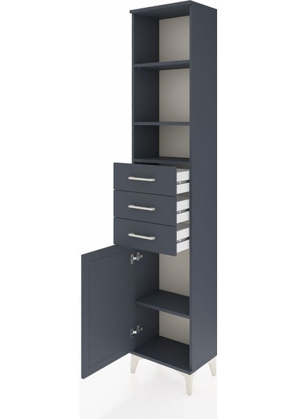 Arges Dolap 4 Raflı 3 Çekmeceli Tek Kapaklı 44X30X221 Antrasit-Antrasit fırsatları