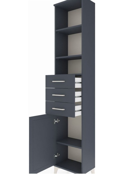 Arges Dolap 4 Raflı 3 Çekmeceli Tek Kapaklı 44X30X221 Antrasit-Antrasit indirimleri