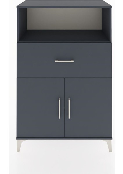 Hyperion Dolap 2 Raflı Tek Çekmeceli 2 Kapaklı 88X44X134 Antrasit-Antrasit