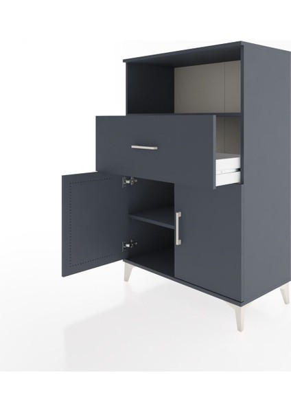 Hyperion Dolap 2 Raflı Tek Çekmeceli 2 Kapaklı 88X44X134 Antrasit-Antrasit fırsatları