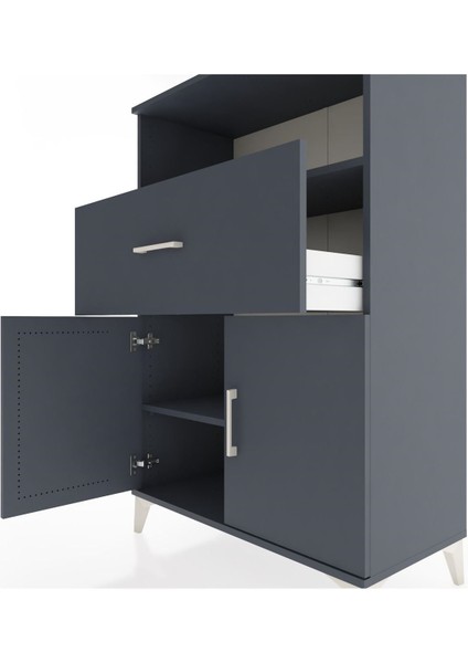 Hyperion Dolap 2 Raflı Tek Çekmeceli 2 Kapaklı 88X44X134 Antrasit-Antrasit indirimleri