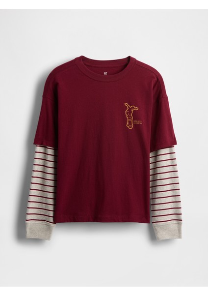 Erkek Çocuk Bordo 2-In-1 Graphic Baskılı T-Shirt