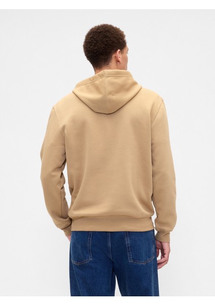 Erkek Krem Gap Logo Relaxed Fleece Fermuarlı Sweatshirt modelleri