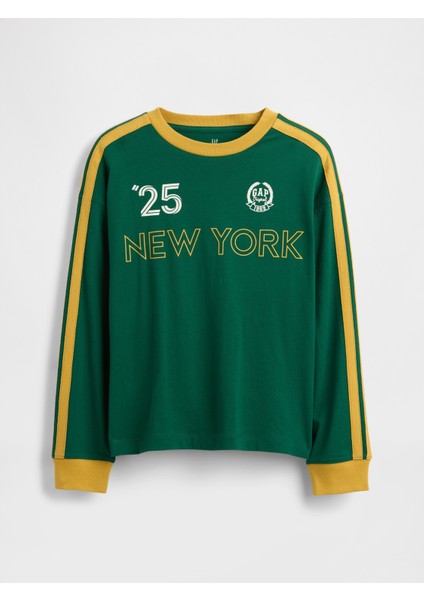 Erkek Çocuk Yeşil Soccer Jersey Gap Logo T-Shirt