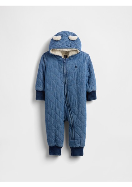 Bebek Mavi Kapitone Denim Cozy Tulum