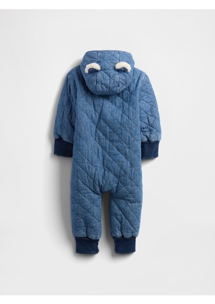 Bebek Mavi Kapitone Denim Cozy Tulum modelleri