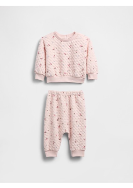 Bebek Pembe Kapitone Outfit Set